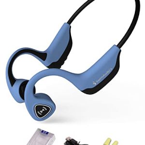 Bone Conduction Headphones, Bluetooth Wireless Headphones Sweatproof, Open Ear Sport Headset with Mic for Running, Bicycling, Hiking, Yoga(Blue)