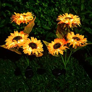Sunflower Solar Lights – SUWEAZC 2 Pack Upgraded Solar Garden Lights LED with 6 Sunflowers Outdoor Waterproof Decorative for Patio Lawn Yard Pathway