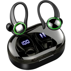 Digital LED Display Over Ear Buds with Earhooks Waterproof Headset
