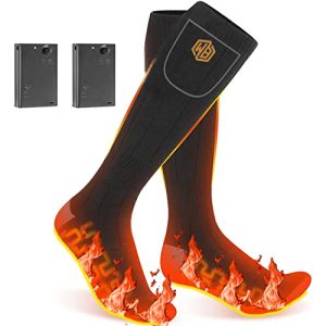 AA Battery Heated Socks, Rechargeable Thermal Electric Socks (Black L)
