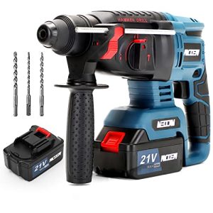 NCOEN Rotary Hammer Drill Variable Speed 1-1/4 inch, 4 Functions Variable Speed Regulation with Vibration Damping Technology, Safety Clutch, Used for Concrete, Metal, and Stone