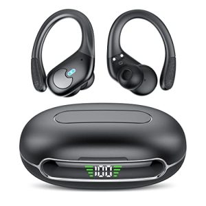 coioc Bluetooth 5.3 Headphones Wireless Earbuds 60Hrs Playtime Digital LED Display Over-Ear Earphones with Earhook IPX8 Waterproof with Mic for Sport Running Workout