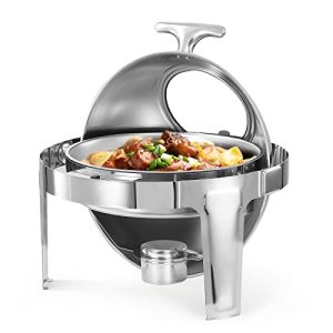 Amhier 6 Qt Roll Top Chafing Dish Buffet Set, Stainless Steel Chafing Dish with Visible Glass Window for Catering, Parties, Hotels and Weddings