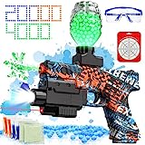 Electric Splat Gun, Gel Ball Blaster Pistol, 3-in-1 lnfrared Sight Gun, 196FPS, with 40000 Gel Balls 4000 Fluorescent Beads and Goggle, Team Outdoor Shooting Games for Adults and Kids 9+