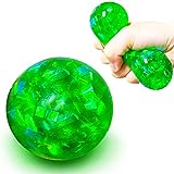 Green Squishy Glitter Stress Balls for Kids and Adults - Stretch Stress Relief Dough Ball, Water Beads Stress Ball Sensory Fidget Toys, Squeeze Ball for Party Favors, Classroom Prizes