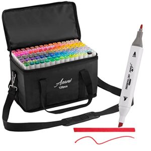 Dual Tip Markers in 120 Colors Double Sided Markers with Travel Case Bag