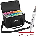 Dual Tip Markers in 120 Colors, Double Sided Markers with Travel Case Bag, Fine and Chisel Tip Art Markers for Adult Coloring and Kids, Alcohol Based Marker Pens for Drawing, Calligraphy, Writing