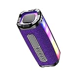 BESNOOW Portable Bluetooth Speaker, IPX7 Waterproof Wireless Speaker with Colorful Flashing Lights and FM Antenna, Type-C, 18H Playtime, 100ft Range, Deep Bass for Outdoor, Home, Party, Travel(Purple)