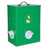 Altrapow Metal 45 Pounds Chicken Feeder with Top Lid and Handle, No Waste and Waterproof Automatic Poultry Feeder with 6 Feeder Ports for Chickens, Green