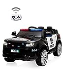 Dangvivi Kids Ride on Car, Electric Police Cars, 12V Battery Powered Police SUV Vehicle w/ 2.4G Remote Control/Horn Music/Siren Flashing Light/3 Speeds/Spring Suspension/4 Wheel Shock Absorption