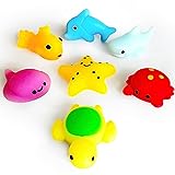 6 Pcs Ocean Sea Animals Mochi Squishy Toys, Kawaii Squishies Mini Squishy Toys for Kids Party Favors, Marine Life Fidget Toys Bulk for Kids Prizes, Goodie Bag Stuffers, Squeeze Toys