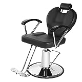 Hicomony Barber Chairs for Barbershop, Black Salon Chair for Hair Stylist Reclining, Heavy Duty Hydraulic Pump, Extra Wider Seat 360 Degrees Rolling Swivel Spa Beauty Equipment
