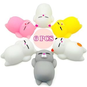 6 Pcs Cat Mochi Squishy Toys for Kids Party Favors