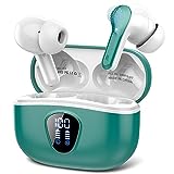 Wireless Earbuds, Bluetooth 5.3 Headphones with 4 ENC Noise Cancelling Mic, Bluetooth Earbuds 40H Playtime , Wireless Headphones in ear Earphones Deep Bass Stereo, LED Display, IP7 Waterproof, Cyan