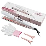 Flat Iron Hair Straightener and Curler 2 in 1 - Negative Ion Hair Straightener with Anti-Frizz Ceramic Coating - 5 Adjustable Heat Settings - Fast Heating Straightening Iron and Hair Curler