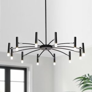 Black Farmhouse Chandelier for Dining Room Lighting Fixtures Hanging