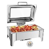 Amhier 9 Qt Chafing Dish Buffet Set with Big Visible Window, Stainless Steel Buffet Servers and Warmers for Catering, Parties, Hotels and Weddings