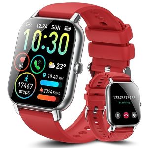 Ddidbi Smart Watch 1.85\” HD Screen Fitness Watch with Sleep Heart Rate Monitor (Deep Red)