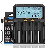 WISSBLUE PD 20W LCD Universal Battery Charger with Discharge Capacity Test Can Display Capacity, 18650 Battery Charger Suitable for 3.7V Lithium Battery 3.2V LiFePO4 1.2v Ni-MH Ni-CD AA AAA Battery