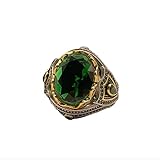 TASHILONG Emerald Stone Men Silver Ring 925 Silvering Emerald Gemstone Ring Handmade Engraved Turkish Silver Ring with Natural Emerald Stone (7)