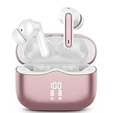 Wireless Earbud, Bluetooth 5.3 Headphones Deep Bass with 4 HD Mics, Wireless Headphones in Ear 36H Playtime, Bluetooth Earphones with Light Weight, IP7 Waterproof Ear Buds for Android IOS, Rosegold