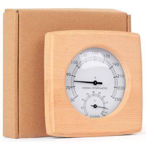 Etsutomy Sauna Thermometer, 2in1 Wooden Fahrenheit Sauna Thermometer Hygrometer