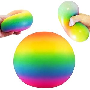 Giant Rainbow Squishy Stress Balls  3.74\” Dough Ball Squeeze Toys