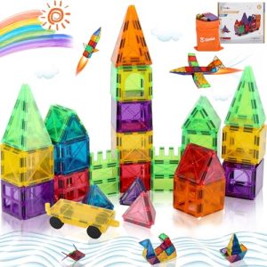 SKBA 51PCS Magnetic Tiles Building Blocks with Car Colorful Sensory Toys