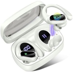 Wireless Earbud, Sport Bluetooth 5.3 Headphones with Earhooks Wireless Earphones Pearl White