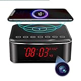 Hidden Spy Camera with Video in Alarm Clock,Bluetooth Speaker,Wireless Charger,Nanny Spy Cam with Stronger Night Vision,160° Wide-Angle,Motion Activated,Cameras espias ocultas 4K(2.4/5Ghz)