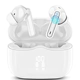 Wireless Earbud, Bluetooth 5.3 Headphones Deep Bass with 4 HD Mics, Wireless Headphones in Ear 36H Playtime, Bluetooth Earphones with Light Weight, IP7 Waterproof Ear Buds for Android iOS, Snow White