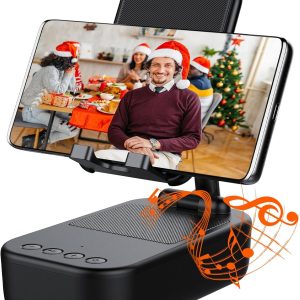 Cell Phone Stand Bluetooth Speaker, Portable Speaker with Adjustable Sturdy Holder