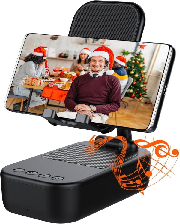 Cell Phone Stand Bluetooth Speaker, Portable Speaker with Adjustable Sturdy Holder
