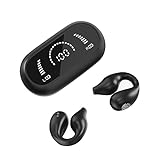 2023 New upgraded Wireless earbuds bluetooth 5.3 Ear Clips headphone , Open Ear Headphones Bone Conduction Headphones, 40 Hrs playtime ,sport workout earbuds compatible with iphone android (Black)