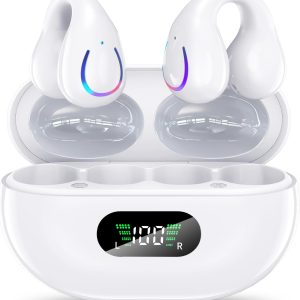 Ear Clip Headphones Bluetooth 5.3 Wireless Earphones 4 HD Mic with 36H Reproduction LED Display Charging Case