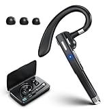 VBJZO Bluetooth Headset, Wireless Headset with Microphone, Bluetooth Earpiece with 500mAh Charging Case, Trucker Headset with 120 Hours of Standby Time, for iOS and Android Cell Phones