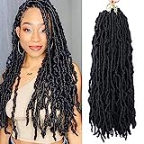 Violet 18 Inch New Faux Locs Crochet Hair Soft Locs Crochet Hair Natural Faux Locs Crochet Braids Pre-looped Synthetic Afro Roots Braid For Black Women (18Inch, 6Packs, 1B)