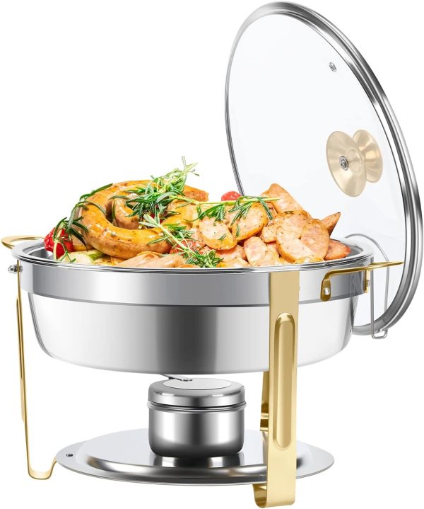 Amhier 5 Qt Chafing Dish Buffet Set with Visible Glass Lid and Holder
