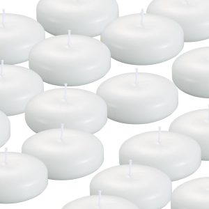KNOURT 12 Pack Floating Candles, 3” White Unscented Dripless Wax Burning Candles, for Weddings, Party, Cylinder Vases