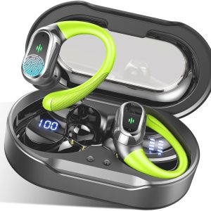 Rolosar Wireless Earbuds, Bluetooth IP7 Waterproof Sports Earphones Black-Green