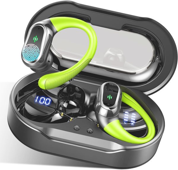 Rolosar Wireless Earbuds, Bluetooth IP7 Waterproof Sports Earphones Black-Green