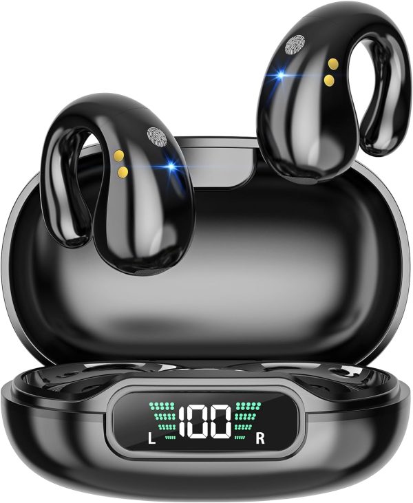 Boytond Open Ear Clip Headphones, Wireless Earbuds Bluetooth 5.3 Sports Earphones Built-in Mic with Ear Hooks
