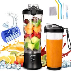 Portable Personal Hand Blender for Smoothies and Shakes with Travel Cup 20oz Leak-proof Small Juice Blender Bottle