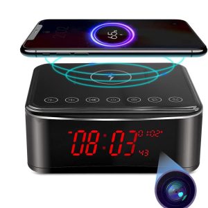Hidden Spy Camera with Video in Alarm Clock,Bluetooth Speaker,Wireless Charger,Nanny Spy Cam with Stronger Night Vision