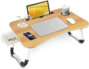 Laptop Table Foldable Lap Desk with 4 USB Charging Ports