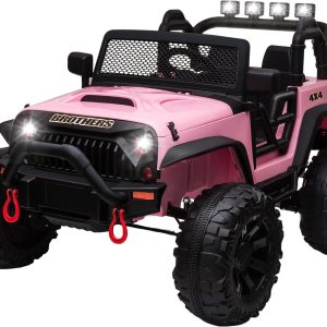 24V Ride on Car Truck with Remote Control Ride on Toys for Big Kids (Pink)