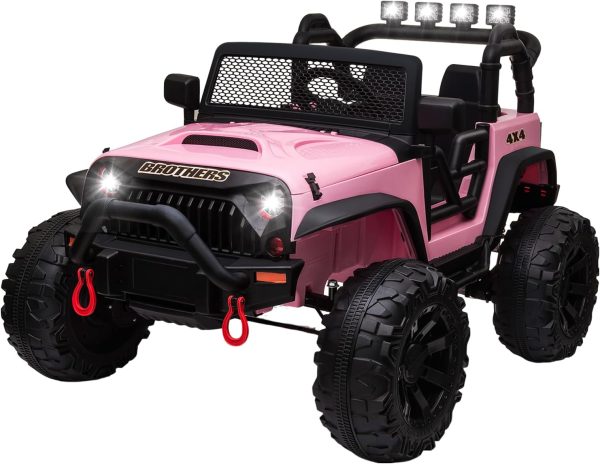 24V Ride on Car Truck with Remote Control Ride on Toys for Big Kids (Pink)