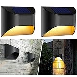 VWCYL+ Solar Fence Lights - Solar Deck Lights - Solar Step Lights - Solar Stair Lights - Warm White/Daylight/Cool White Options for Yard Garden Deck Stair StepFences, Waterproof（2-Pack）