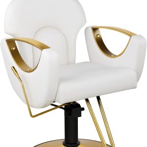 White Barber Chair, Reclining Salon Chair for Hair Stylist