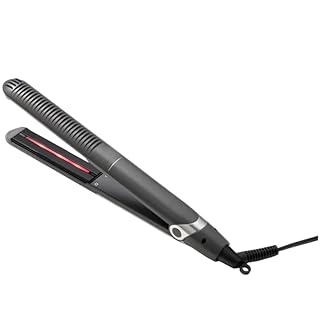 YA-Man Spa Styler Straight+Wave Flat Iron Hair Straightener and Curler 2in1 - Advanced Japanese Technology, Dual Voltage, Titanium Tourmaline Plates with Red Light Therapy, 5 Settings (Slate Gray)